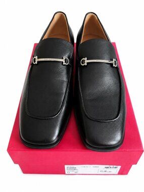 Salvatore Ferragamo Fedro Mens New In Box Black Leather Loafers Sizes 11 EE